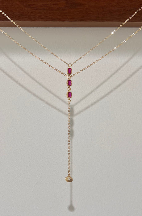 Tiered Ruby Lariat Drop