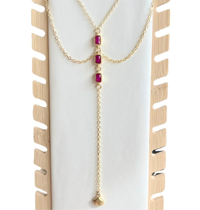 Tiered Ruby Lariat Drop