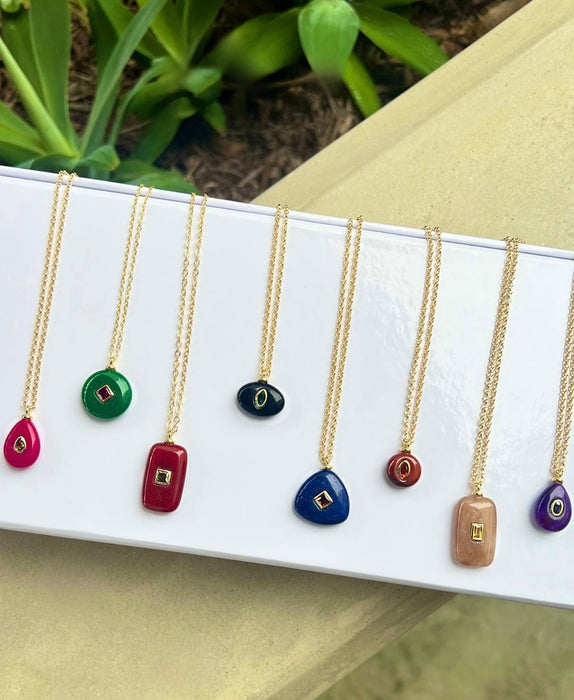 Modern Stone Charm Necklace - thechristyfcollection