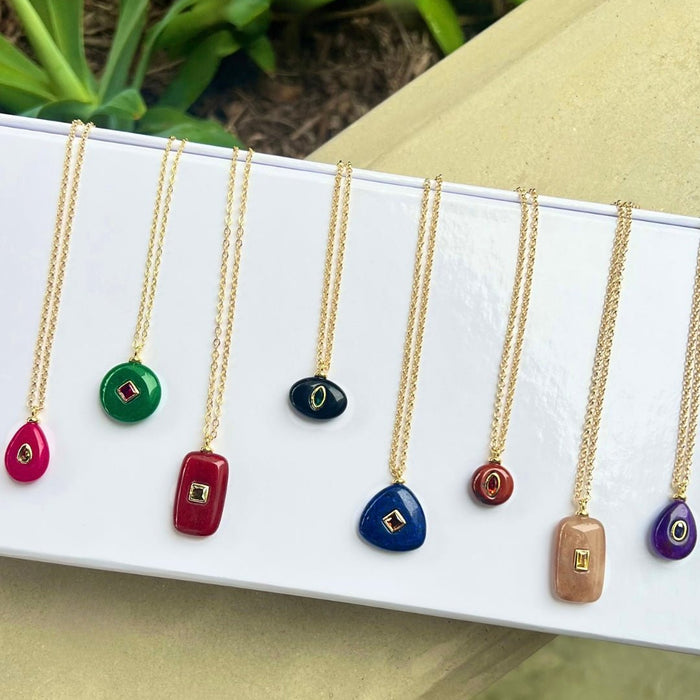 Modern Stone Charm Necklace - thechristyfcollection