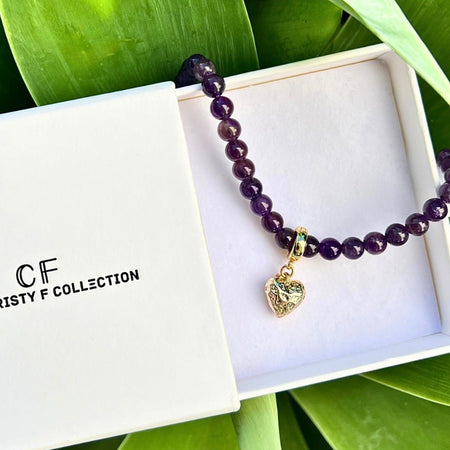 Amethyst Heart Necklace - thechristyfcollection
