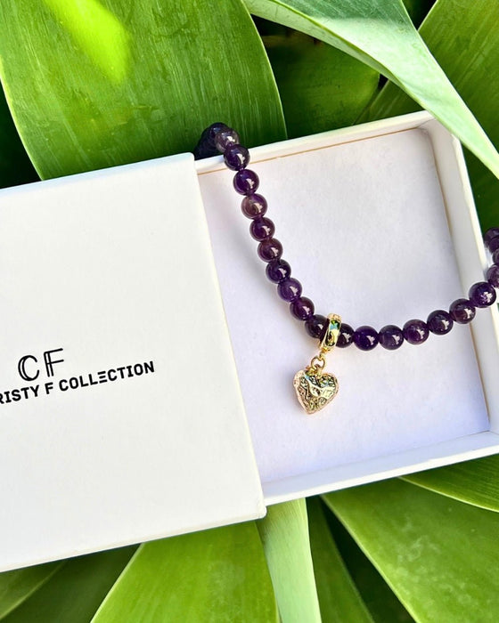 Amethyst Heart Necklace - thechristyfcollection