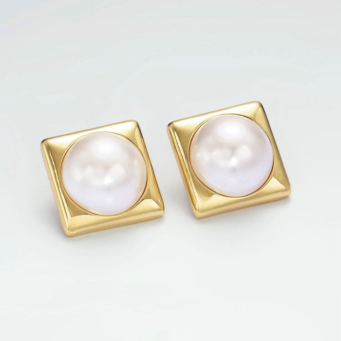 Square Pearl Studs