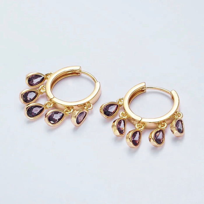 Teardrop Gemstone Hoops