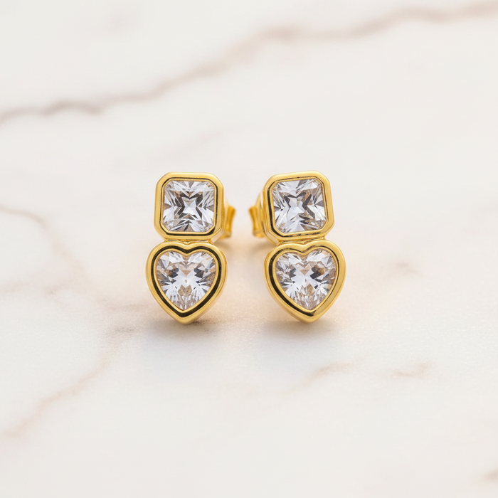Diamond Heart Studs