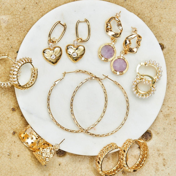 Gold Heart Earring Drops - thechristyfcollection