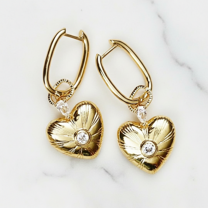 Gold Heart Earring Drops