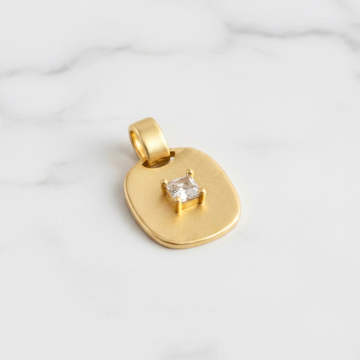 Gold Square Gemstone Charm