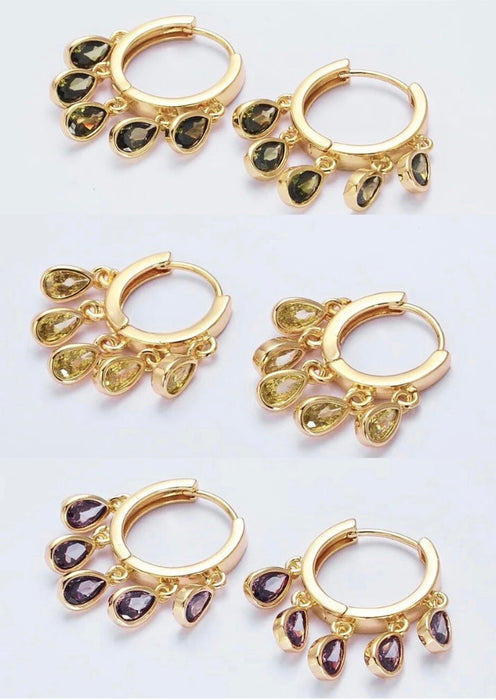 Teardrop Gemstone Hoops