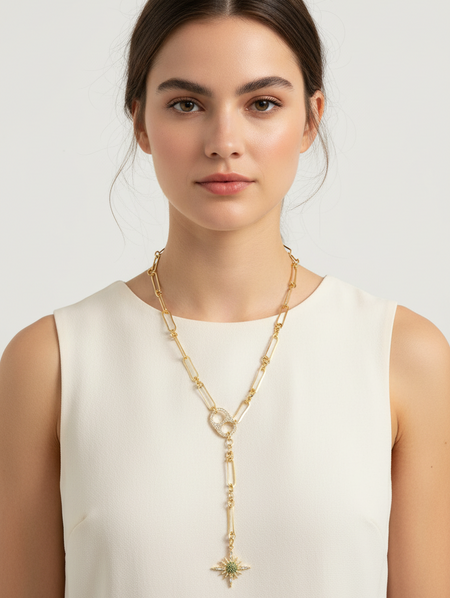 Model wearing your starburst lariat