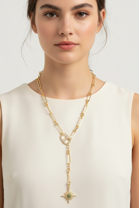 Model wearing your starburst lariat