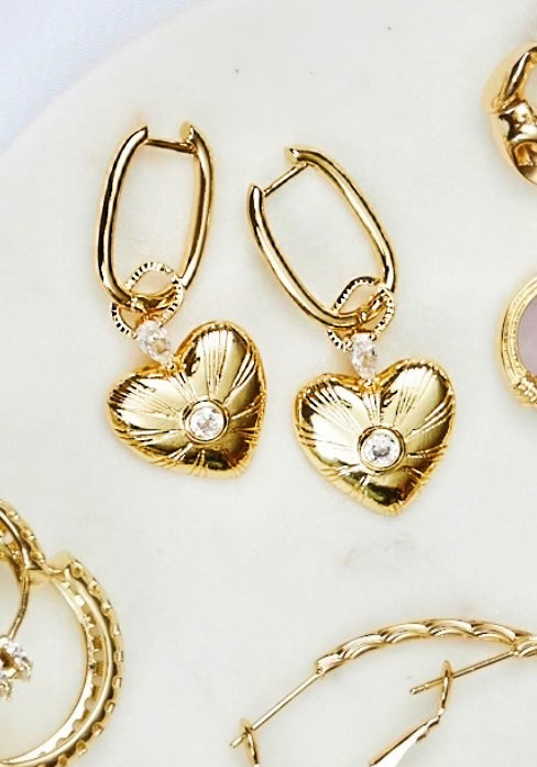 Gold Heart Earring Drops