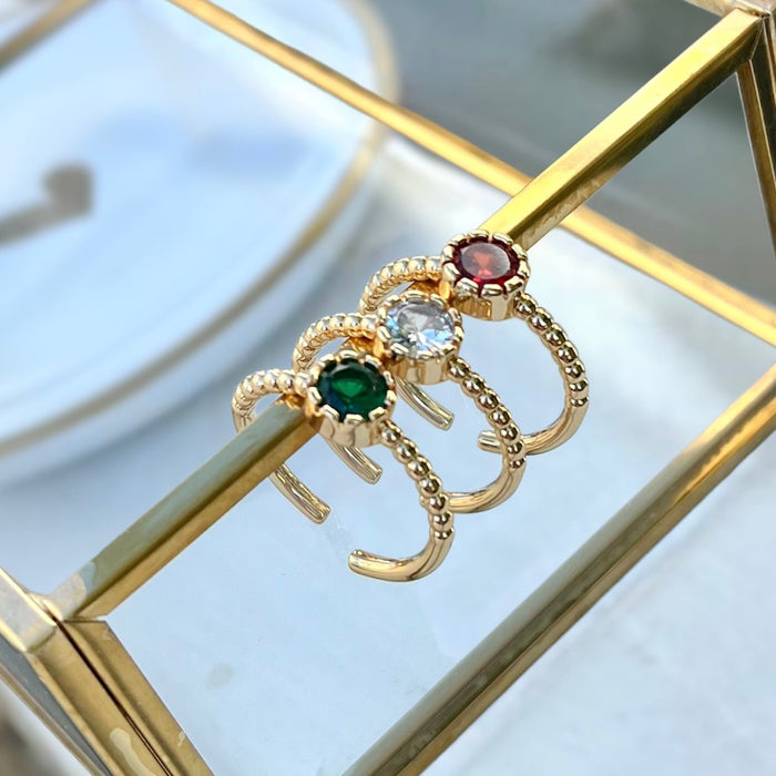 Beaded Solitaire Ring - thechristyfcollection