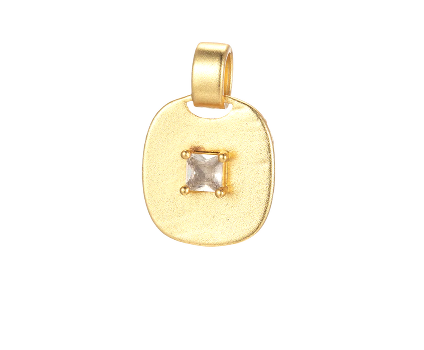 Gold Square Gemstone Charm