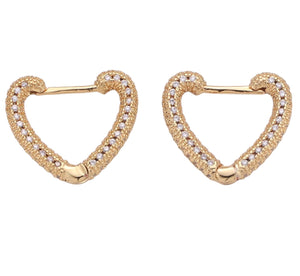 Heart Huggie Hoops